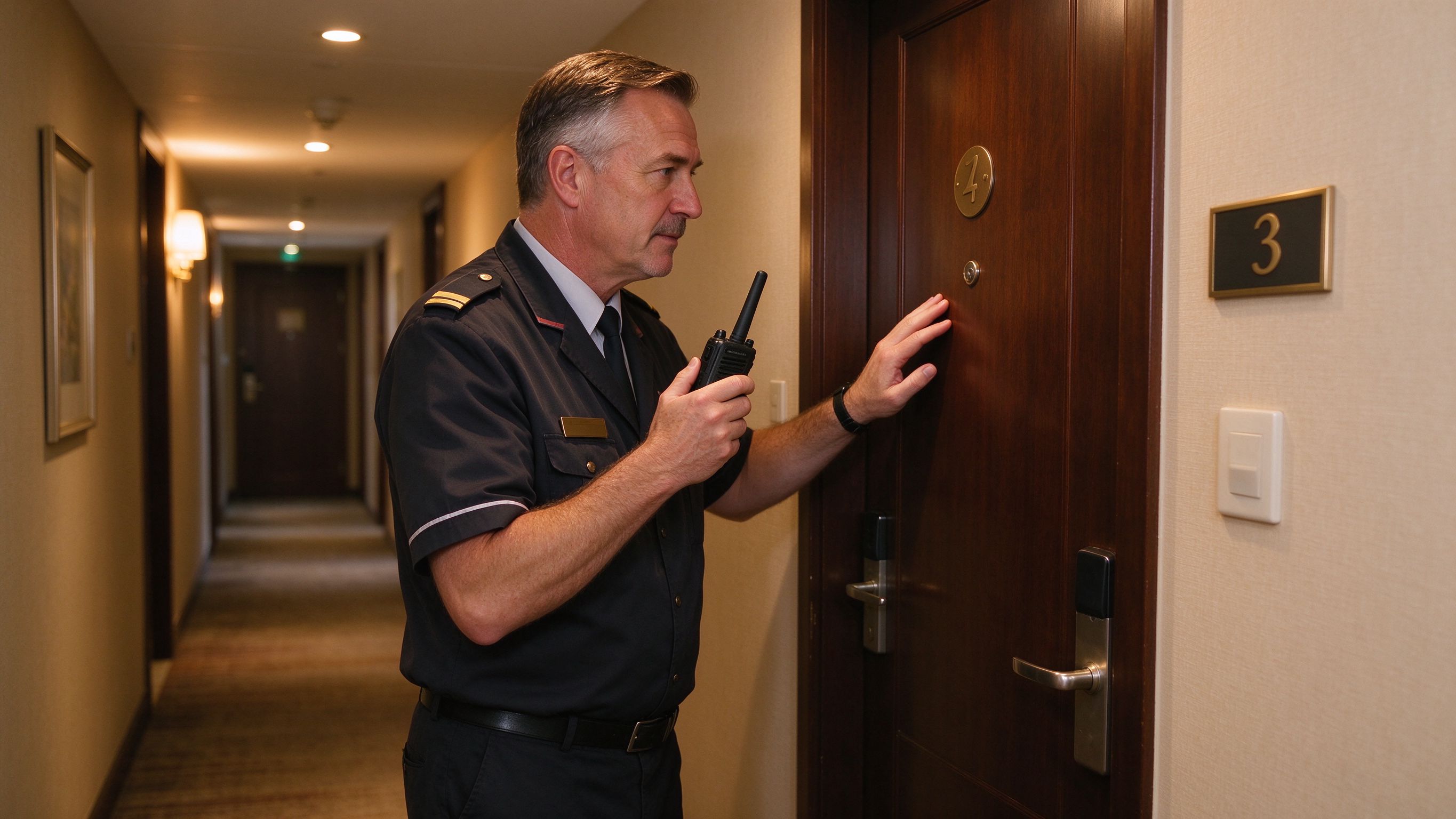 Professional hotel walkie-talkie used for staff communication.