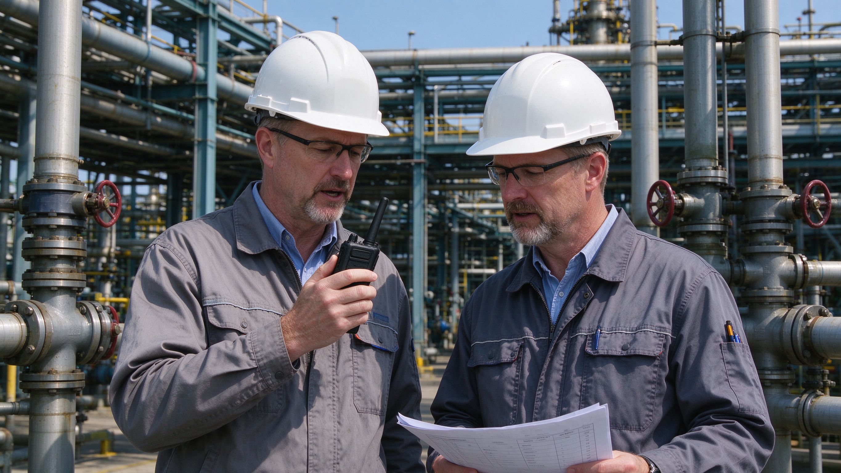 Explosion-proof two-way radio designed for oil fields and chemical plants.