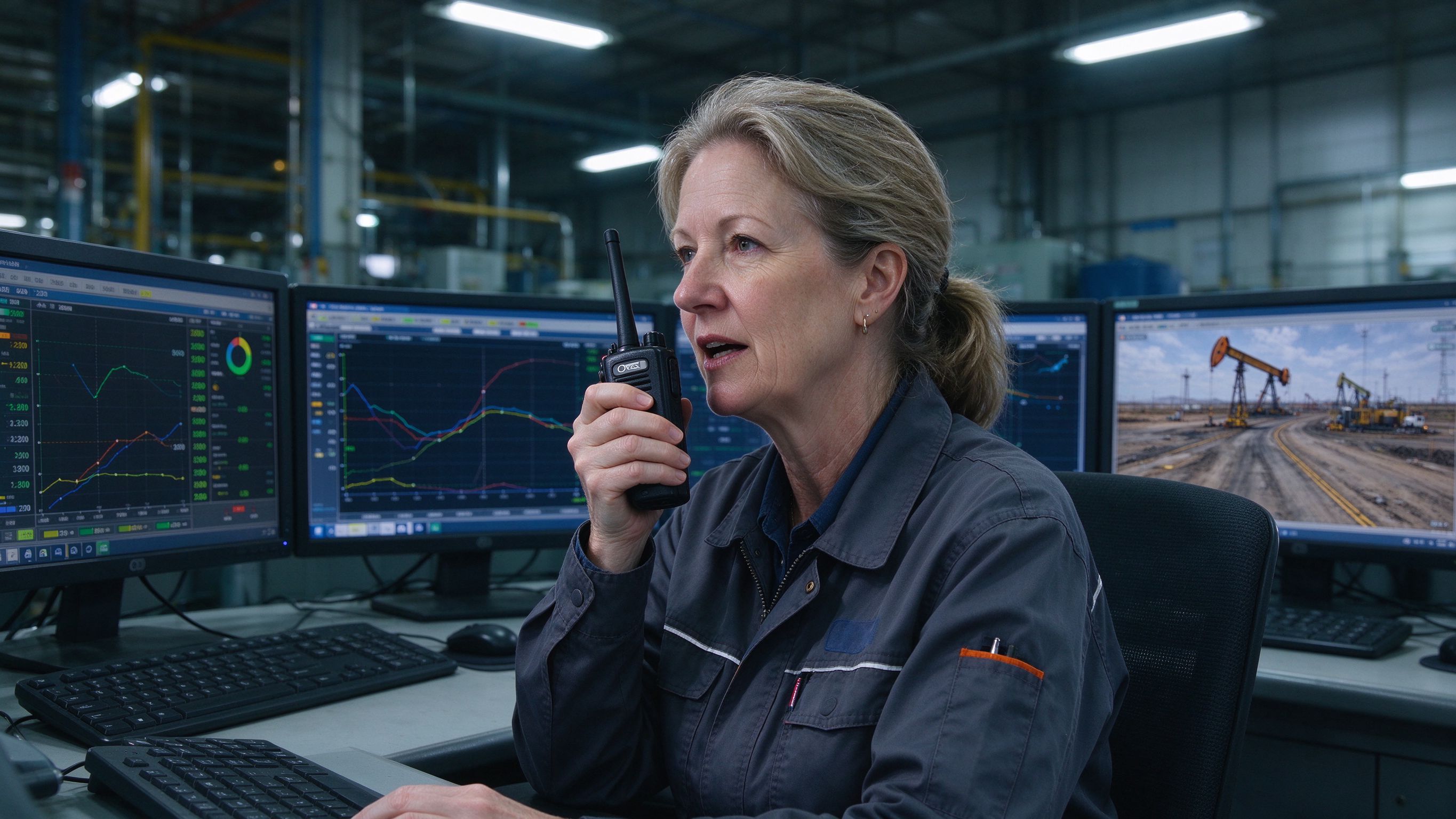 Explosion-proof two-way radio designed for oil fields and chemical plants.