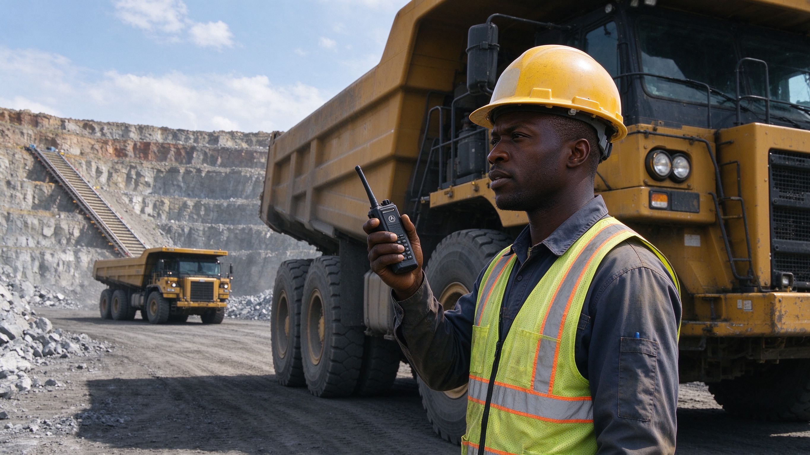 Explosion-proof walkie-talkie designed for mining site communication.