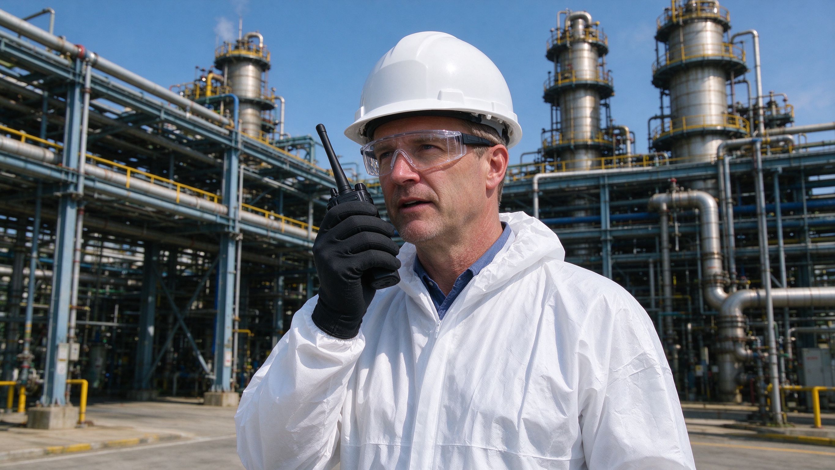 Explosion-proof two-way radio designed for oil fields and chemical plants.