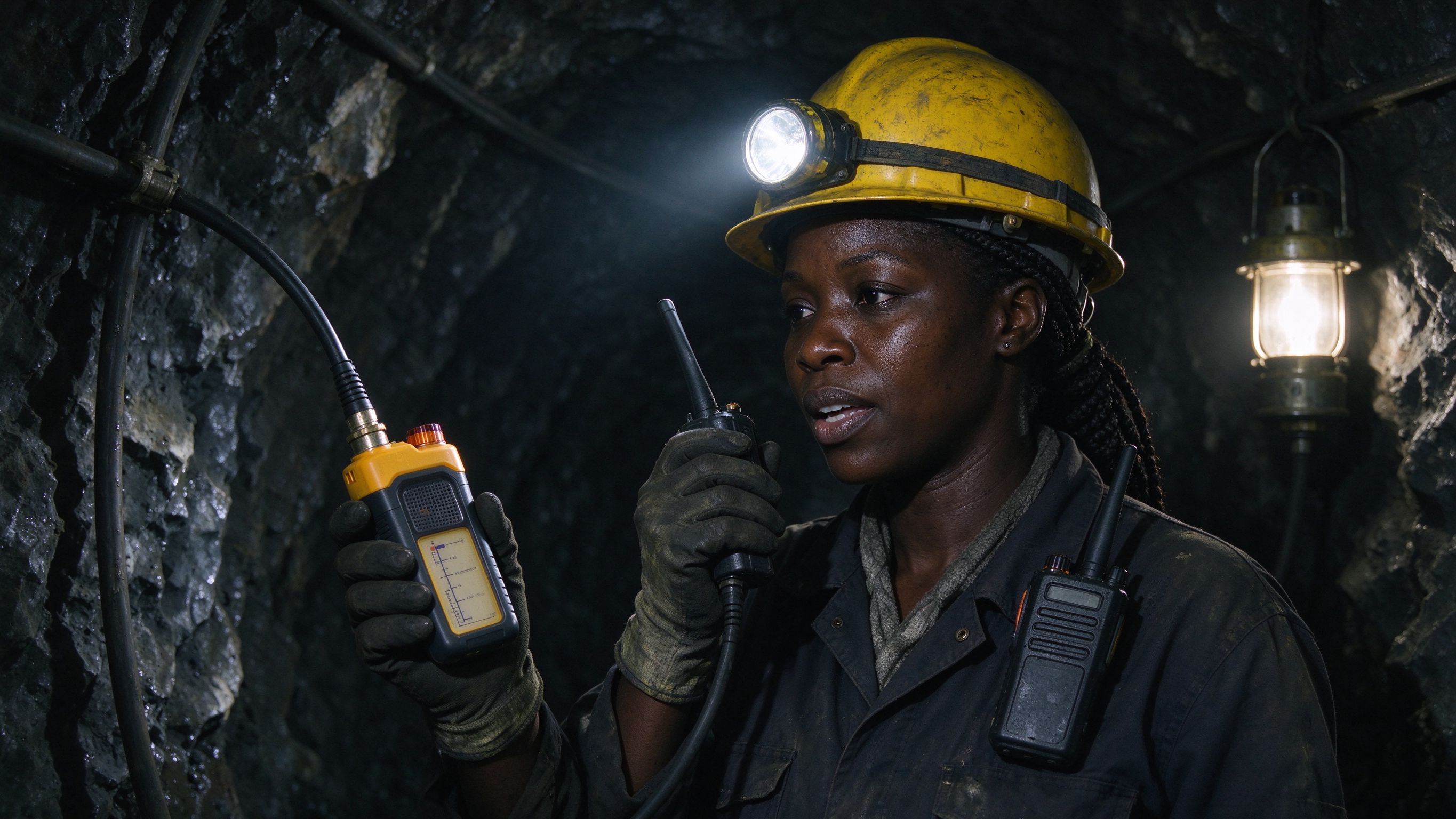 An explosion-proof walkie-talkie designed for reliable communication at mining sites.