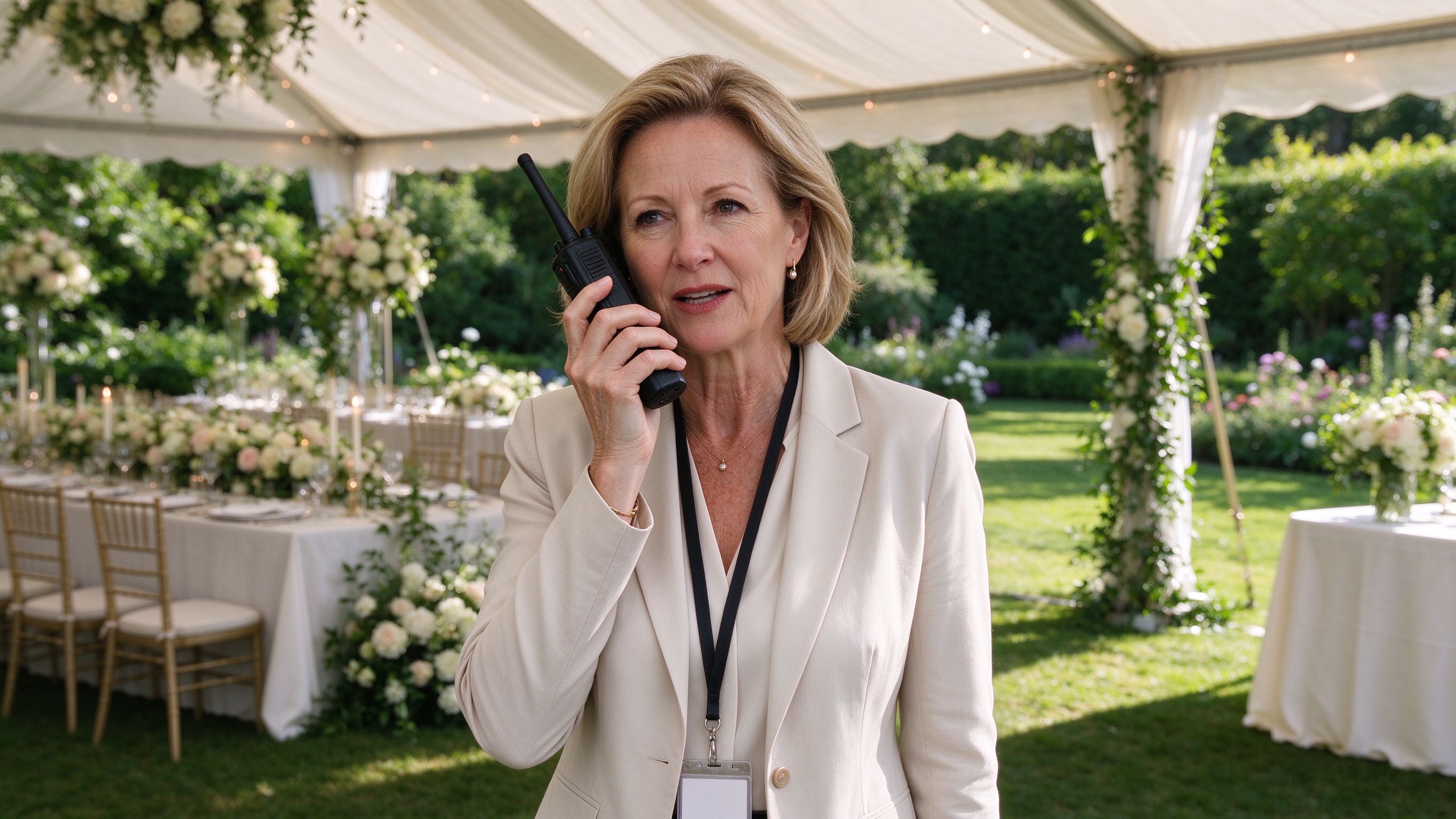 Hotel walkie talkie designed for clear communication among hospitality staff.