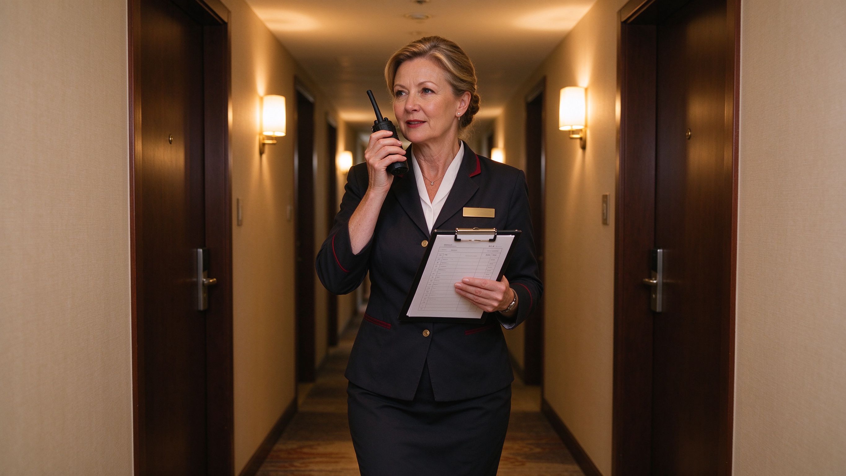 Hotel walkie talkie designed for reliable communication among hotel staff.