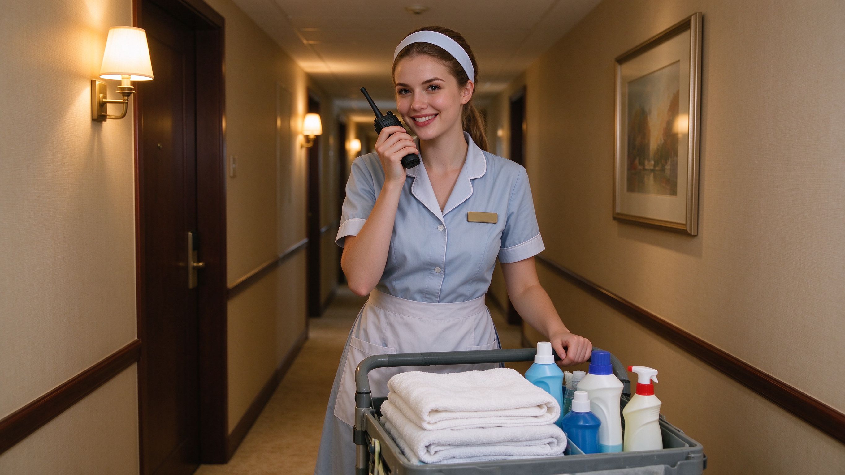 Hotel walkie talkie designed for reliable communication among hospitality staff.